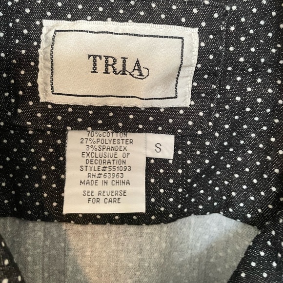 Tria Moto style microdot blazer jacket size Small- black and white. Zip front - Picture 9 of 9